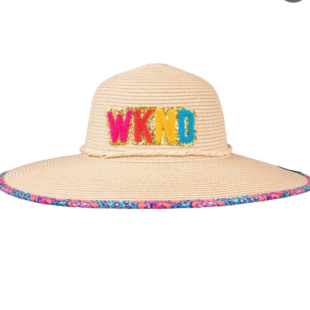 Simply Southern Tan Sun Hat with Colorful WKND Embroidery
